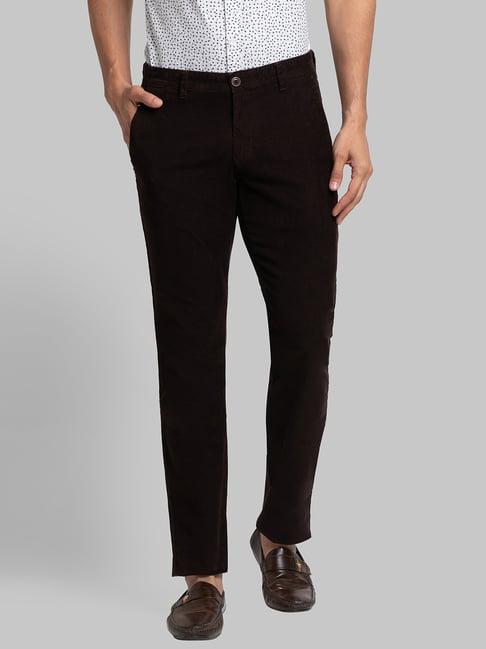 parx brown tapered fit trousers