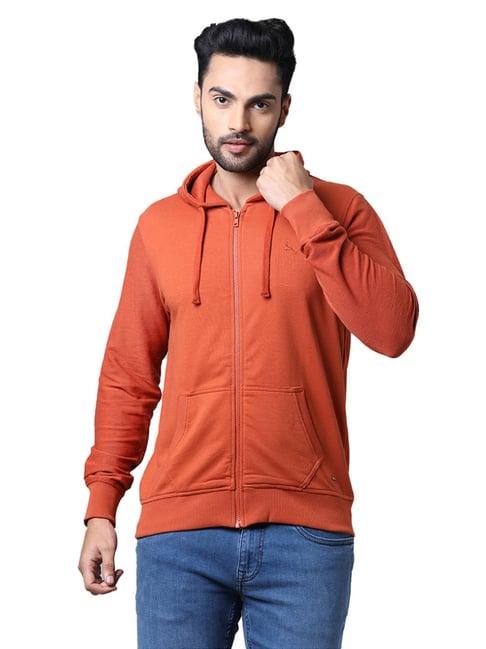 parx orange regular fit hooded sweatshirt