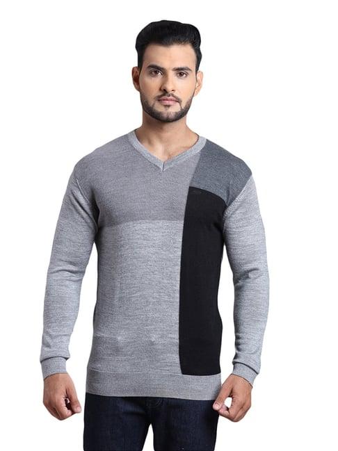 colorplus grey & black tailored fit colour block sweater