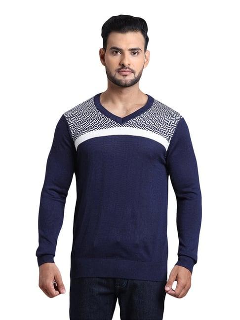 colorplus blue tailored fit texture sweater