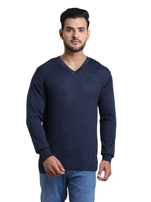 colorplus blue tailored fit texture sweater