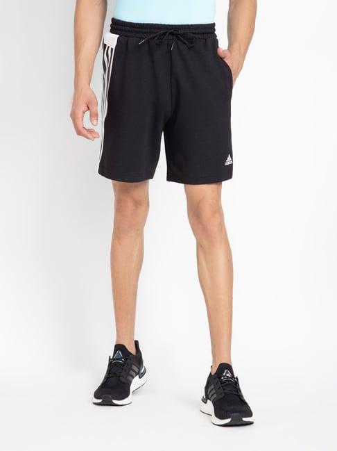 adidas black striped sports shorts