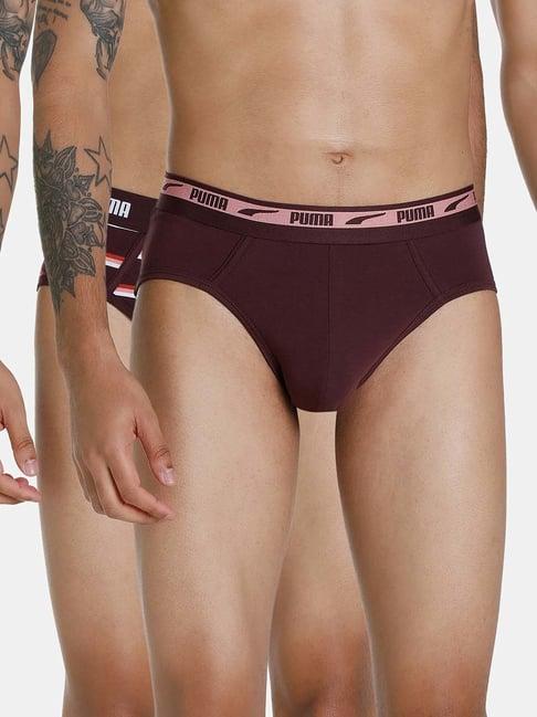 puma brown regular fit briefs - pack of 2