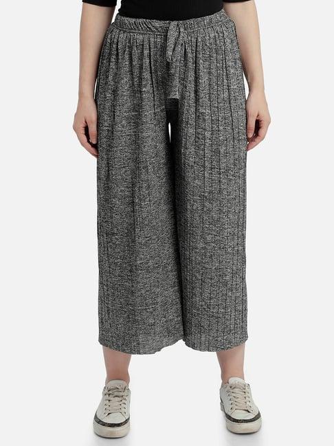 aditi wasan dark grey regular fit mid rise cropped palazzos