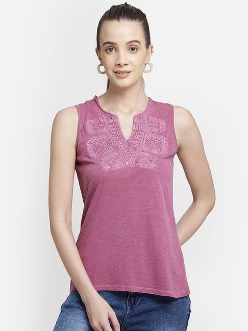 aditi wasan purple embroidered top