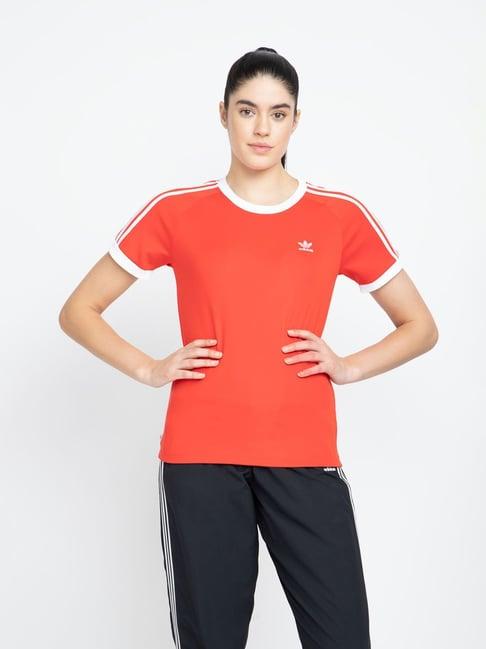 adidas originals red striped t-shirt