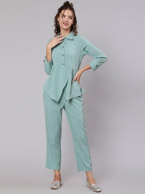 jaipur kurti green top pant set