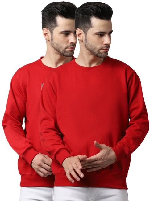 vimal jonney red regular fit printed sweatshirts - pack of 2