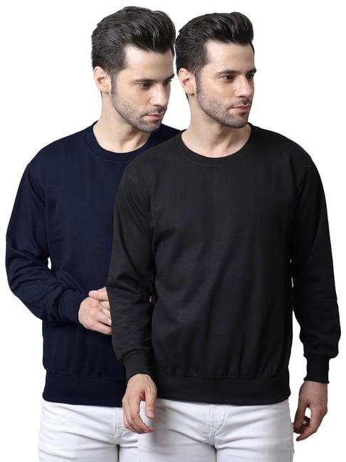 vimal jonney navy blue & black regular fit sweatshirts - pack of 2