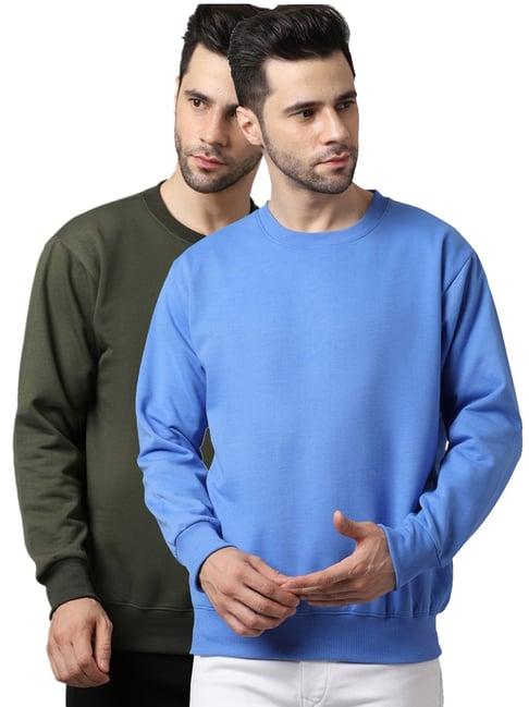 vimal jonney green & blue regular fit sweatshirts - pack of 2