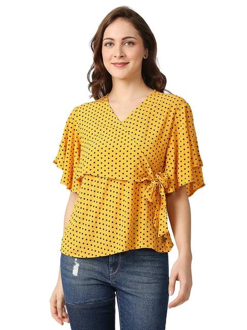 pepe jeans yellow printed top