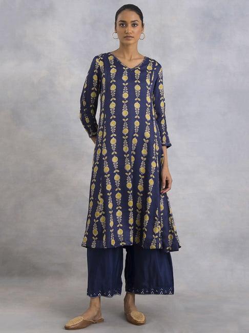 folksong by w purple printed straight kurta