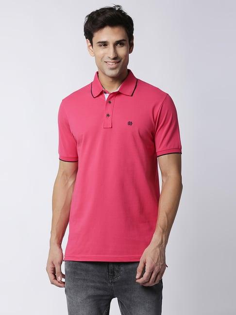 dragon hill pink cotton slim fit polo t-shirt