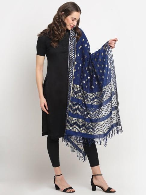 glam story blue printed dupatta