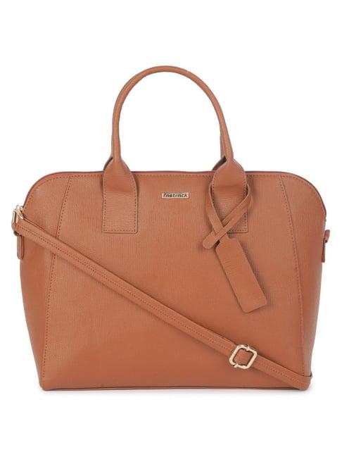 fastrack everyday spacious tan satchel bag for women