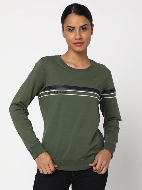 spykar green graphic print sweatshirt