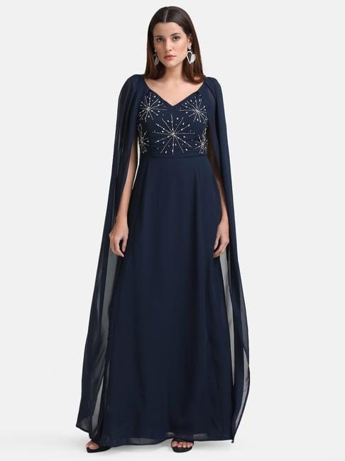 kazo blue embellished maxi dress