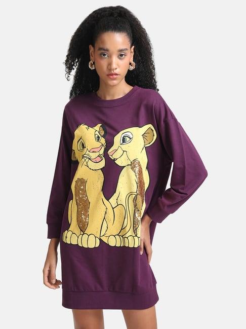 kazo the lion king disney printed sequin sweat dress