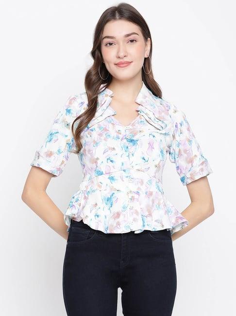 latin quarters off white floral print peplum top