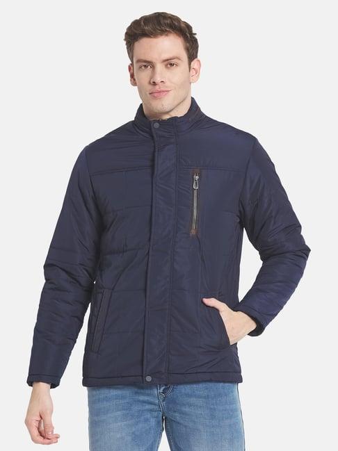 octave navy full sleeves mock collar jacket