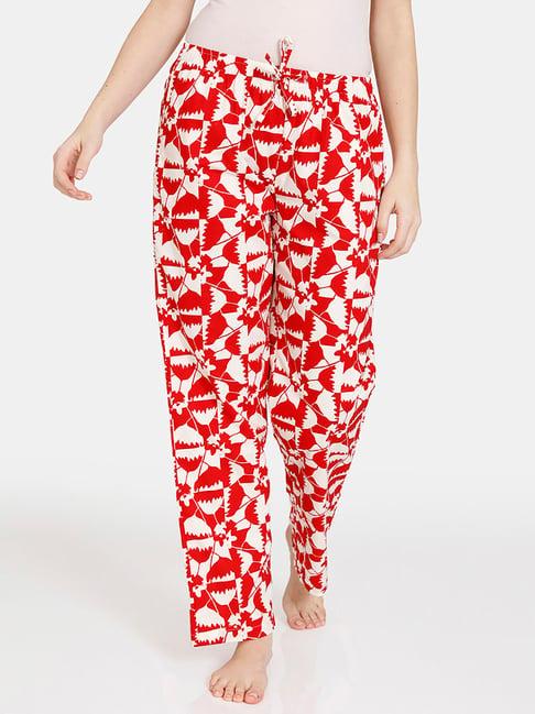 zivame red printed pyjamas