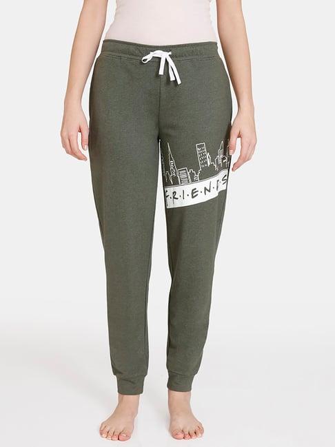 zivame green printed lounge pants