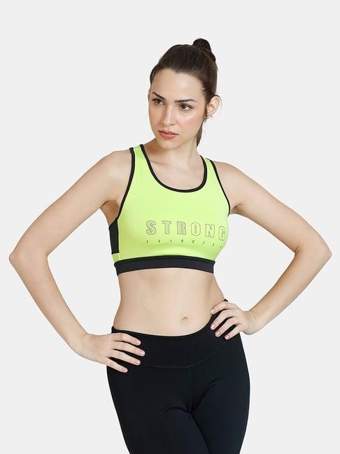 zelocity by zivame light green printed sports bra