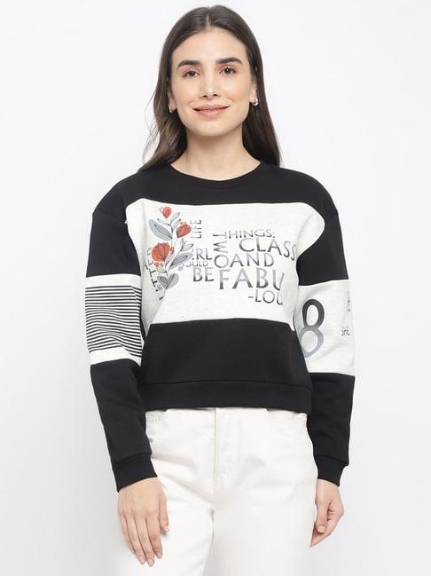 latin quarters black & white printed sweatshirt