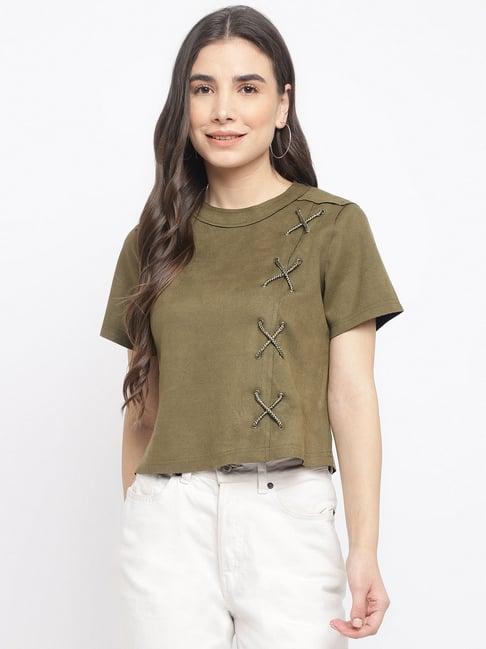 latin quarters olive regular fit top