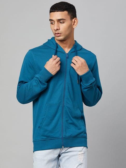 club york teal regular fit hooded sweatshirt