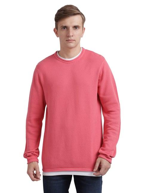 parx pink cotton regular fit sweaters