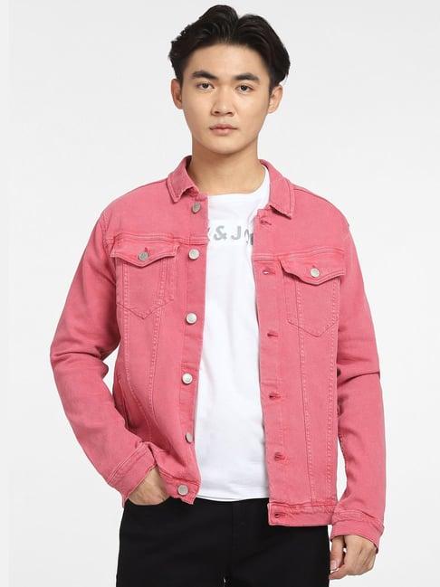 jack & jones red regular fit denim jacket