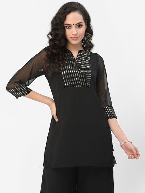 studiorasa black embellished straight kurti