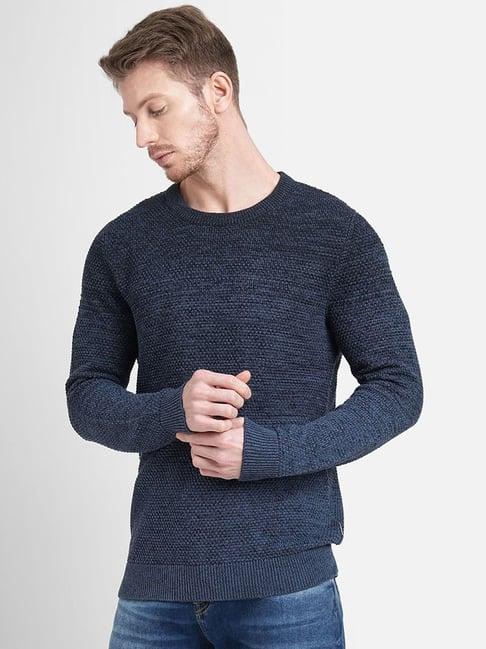 jack & jones denim blue cotton slim fit sweater