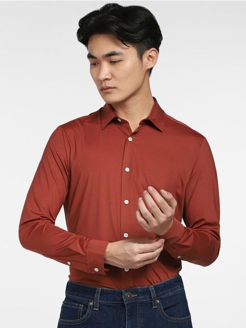 jack & jones maroon slim fit shirt