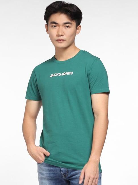 jack & jones green cotton slim fit t-shirt