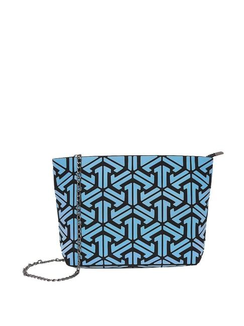 baomi blue textured medium sling handbag