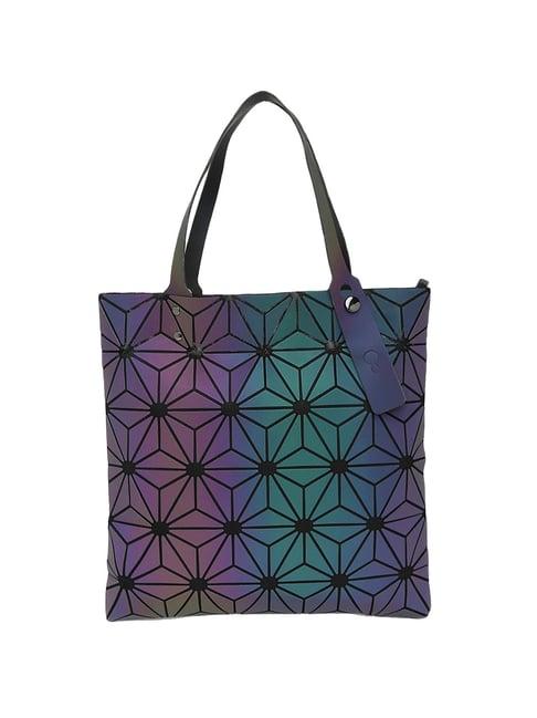 baomi purple textured medium tote handbag