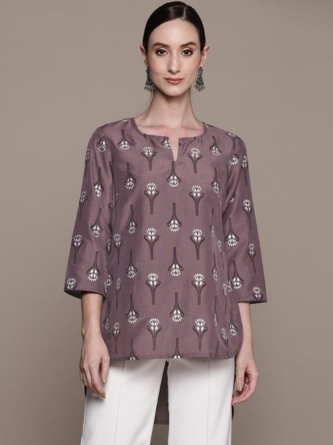 ziyaa purple floral print tunic