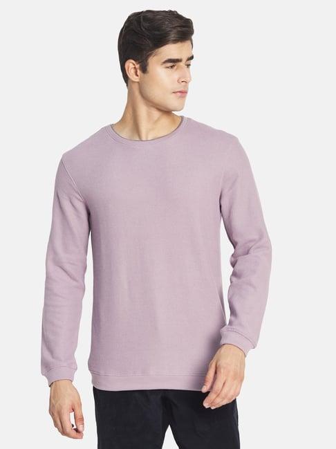 mettle light purple round neck regular fit sweatshirt