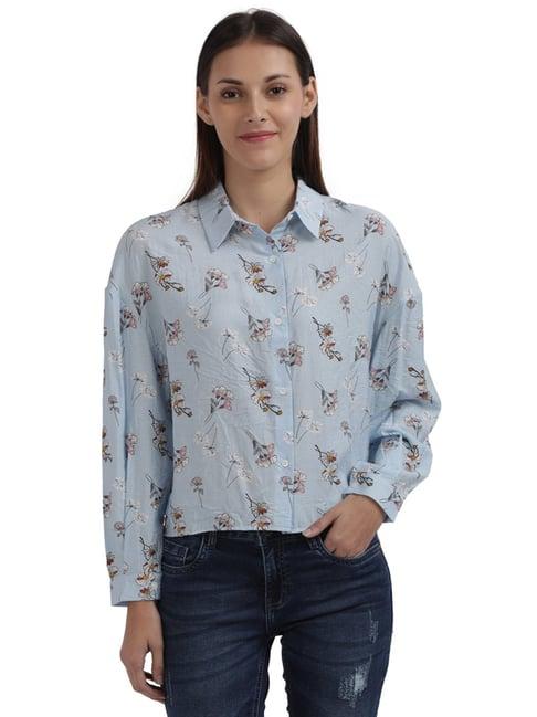 parx light blue floral print shirt