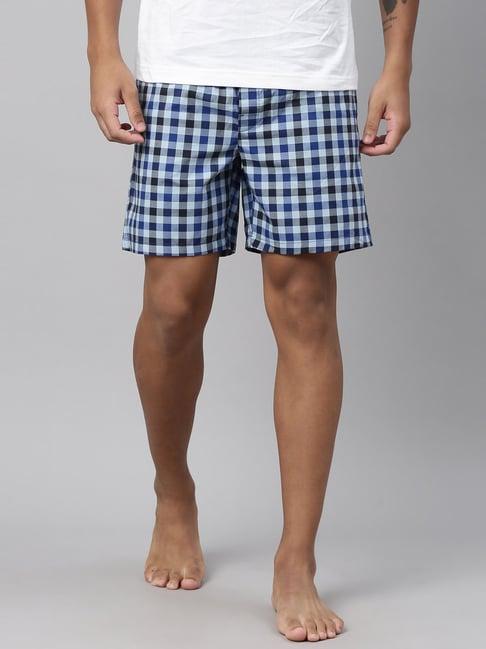 levi's blue cotton regular fit checks boxers