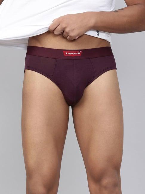 levi's maroon cotton regular fit briefs