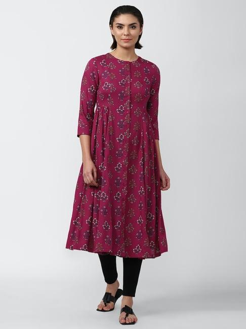 van heusen maroon floral print tunic