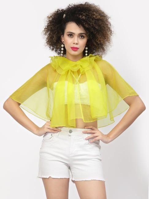 lela yellow flare sleeves cape