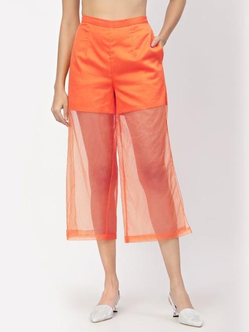 lela orange mid rise palazzos