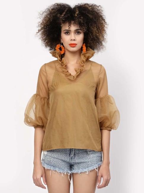 lela beige self pattern top