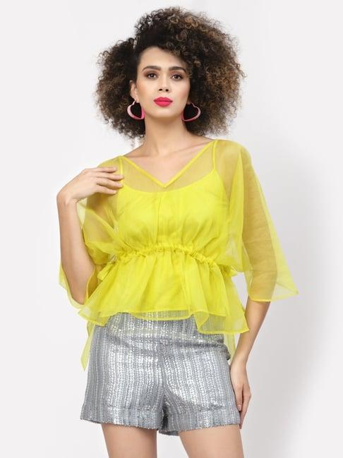 lela yellow v neck top