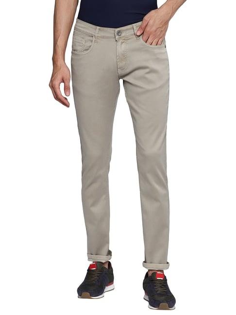 allen cooper light beige regular fit jeans