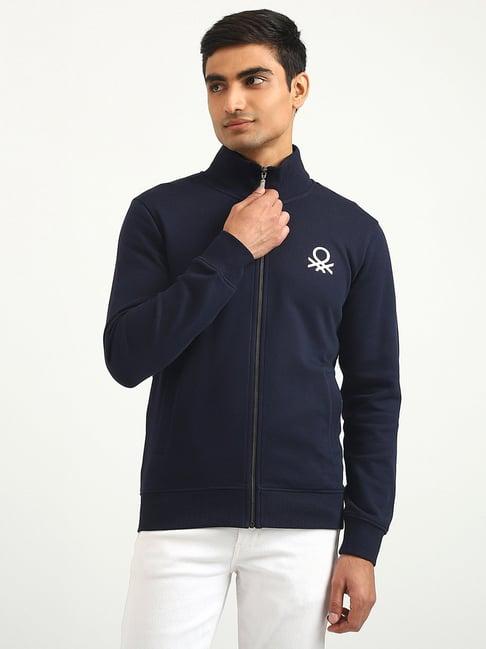 united colors of benetton navy slim fit high neck sweatshirt